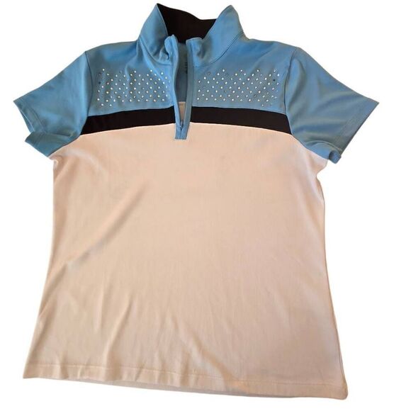 IZOD Womens Rhinestone Accent Short Sleeve Athletic Golf Tennis Top Medium - Picture 1 of 9